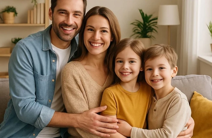 Familia en su hogar, imagen promocional